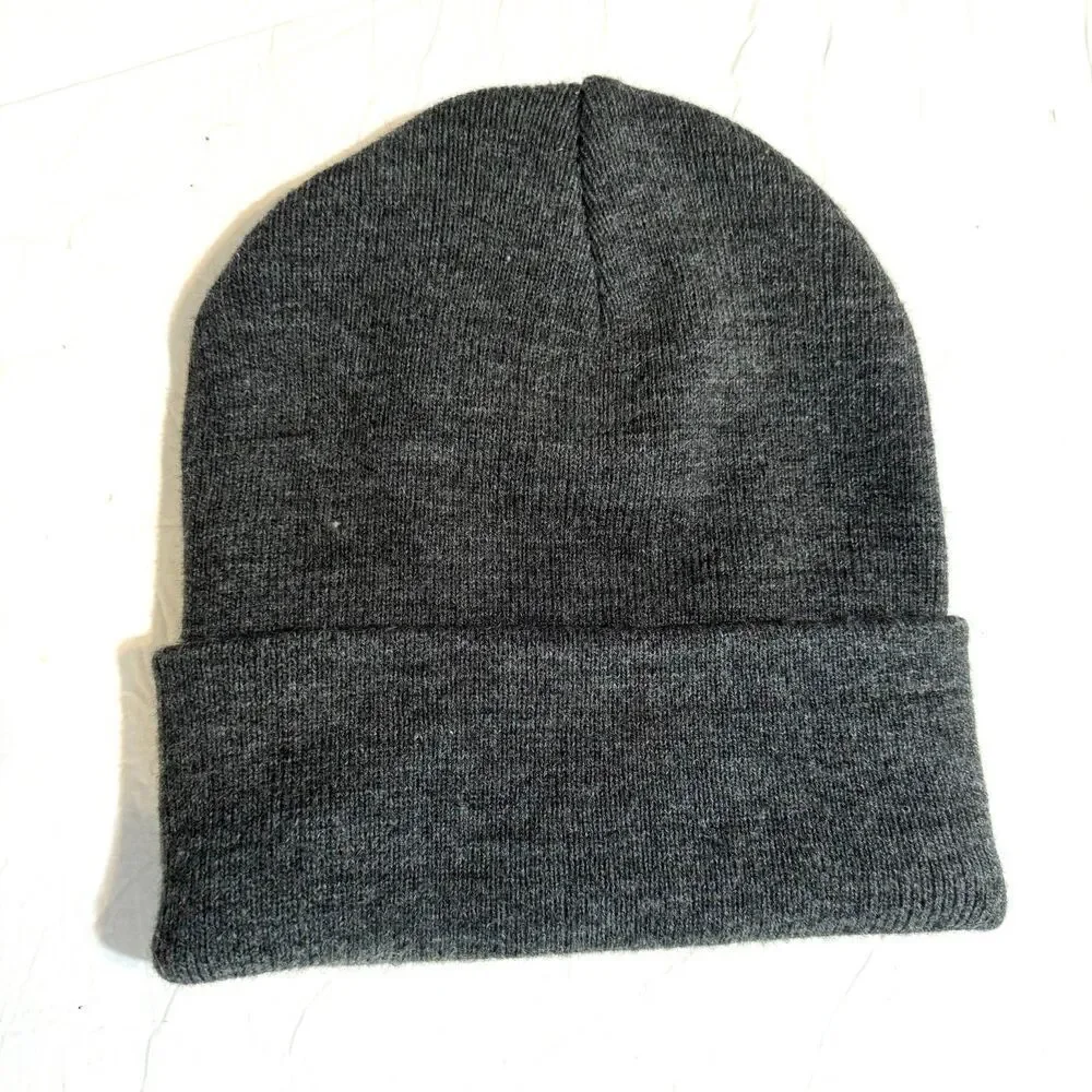 Copper Fit Knit Beanie Hat Men Women's Gray Thick Chunky Knit Winter Warm